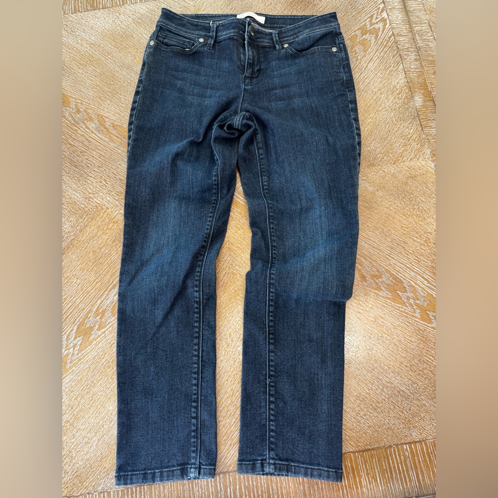 J. JILL Blue Denim Authentic Fit Slim Leg Pants Size 4P Waist 30” Inseam 26”